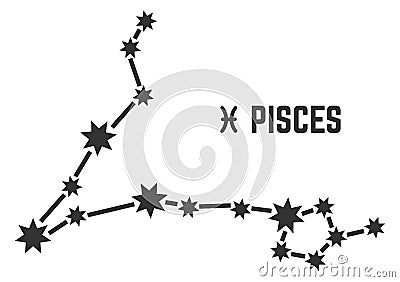 Pisces constellation. Astrological sign. Ancient zodiac stars Vector Illustration