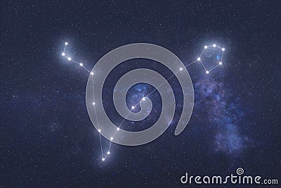 Pisces Constellation in outer space Stock Photo