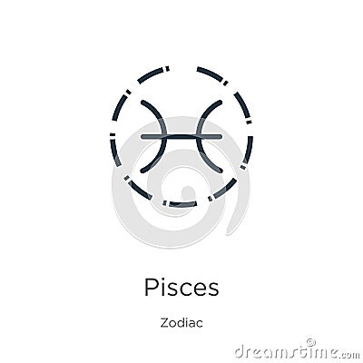 Pisces icon. Thin linear pisces outline icon isolated on white background from zodiac collection. Line vector pisces sign, symbol Vector Illustration