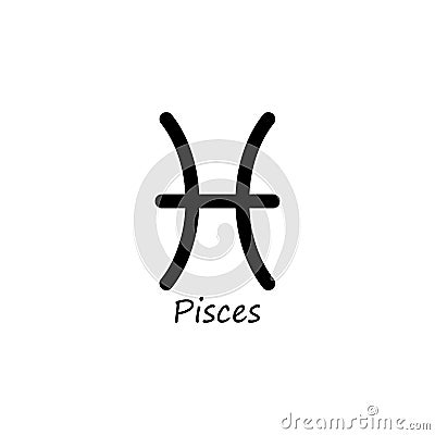 Pisces icon. Zodiac line black symbol. Vector isolated Stock Photo