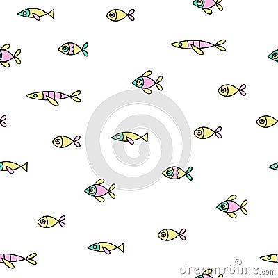 Pisces. Seamless pattern. Little fish. Vector Illustration