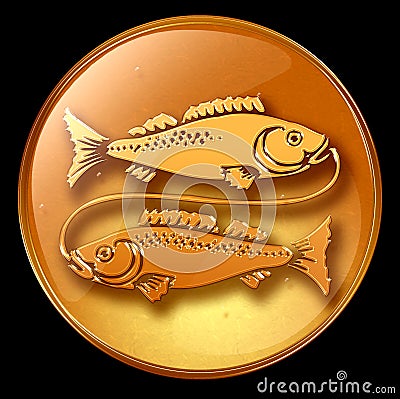 Pisces zodiac button icon Stock Photo