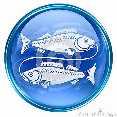 Pisces zodiac button icon Stock Photo