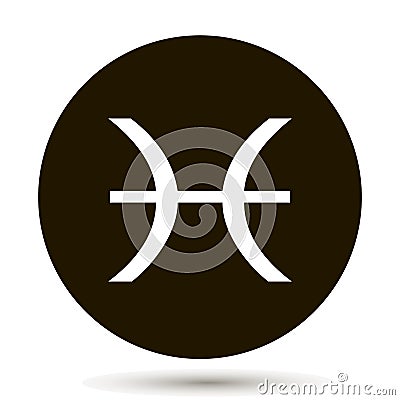 Pisces zodiac sign. Astrological symbol icon in circle. Vector Illustration