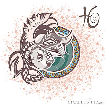 Pisces. Zodiac sign Vector Illustration