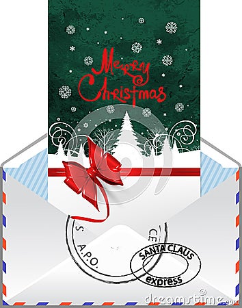 Christmas Letter. Christmas card Vector Illustration