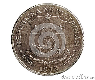 1 Piso coin, 1946~Today - Republic of the Philippines serie, Bank of Philippines Stock Photo