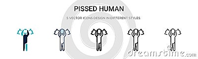 Pissed human icon in filled, thin line, outline and stroke style. Vector illustration of two colored and black pissed human vector Vector Illustration