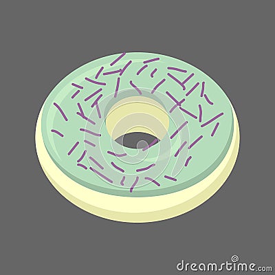 Pistachio donut isolated. Baking Sweets on white background. Del Vector Illustration