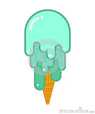 Pistachio ice cream isolated. Cold milk green sweet on white background Vector Illustration