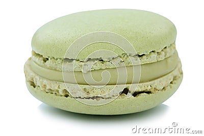 Pistachio macaron macaroon cookie dessert from France isolated Stock Photo