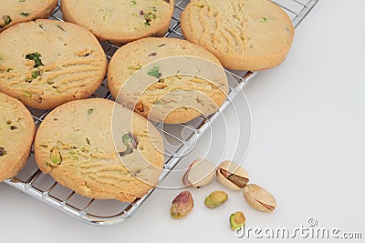 Pistachio Shortbread Biscuits Stock Photo