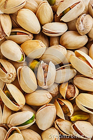 Pistachio texture. Nuts. Green fresh pistachios as texture. Stock Photo