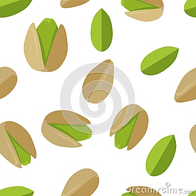 Pistachios Seamless Pattern Vector in Flat Design. Vector Illustration