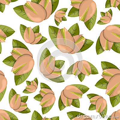 Pistachios seamless pattern Vector Illustration