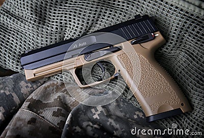 Pistal automatic short hand gun. Stock Photo