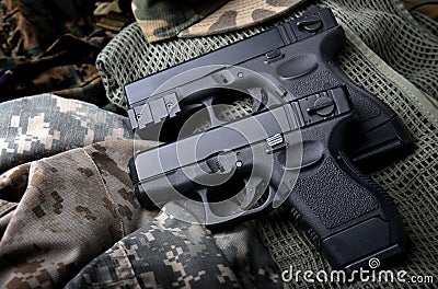 Pistal automatic short hand gun. Stock Photo