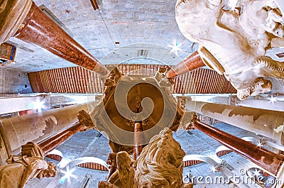 Pistoia, Tuscany, Italy fisheye view of Pisano pulpit, seen from below Stock Photo