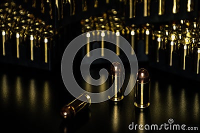 Pistol ammunition with the dark background Stock Photo