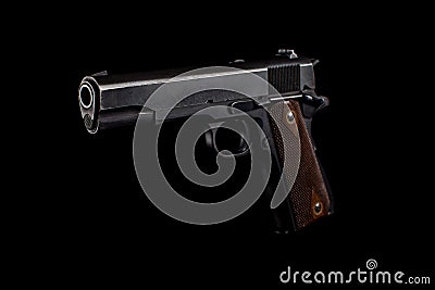 Pistol 1911 on black Stock Photo