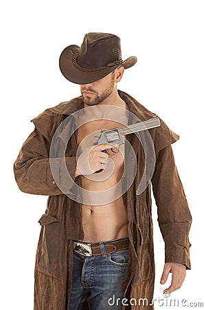 Pistol brown jacket Stock Photo