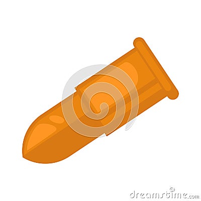 Pistol bullet in golden color isolated on white Vector Illustration