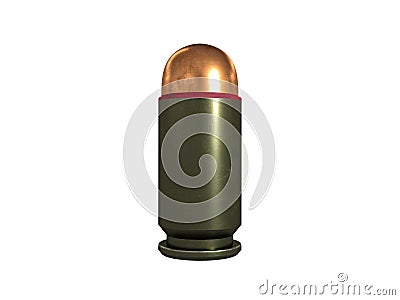 Pistol cartridge 9x19 mm, Russian and Soviet army, isolated,3d illustration Cartoon Illustration