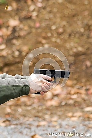 Pistol, Fired Stock Photo