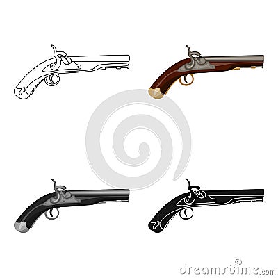 Pistol icon in cartoon style isolated on white background. England country symbol stock vector illustration. Vector Illustration