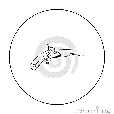 Pistol icon in outline style isolated on white. England country symbol. Vector Illustration