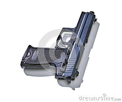 Pistol isolated on white background with hard shadow Stock Photo