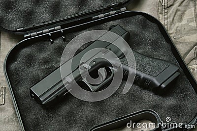 Pistol 9mm, Gun weapon series, Police handgun. Stock Photo