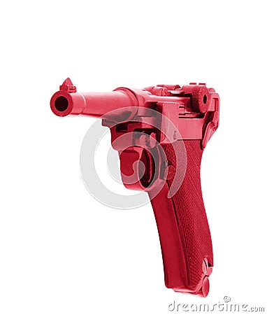 Pistol scratched glamorous pink. Isolated on white background Stock Photo