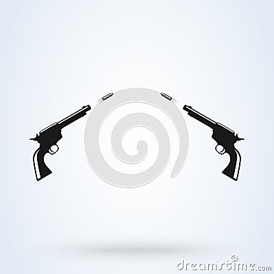 Pistol shooting. Flying Bullets. Vector Weapon shot Vector Illustration