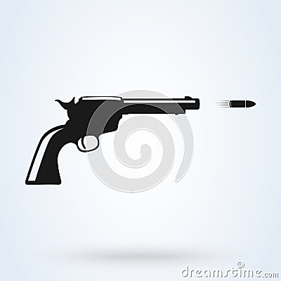 Pistol shooting. Flying Bullets. Vector Weapon shot Vector Illustration