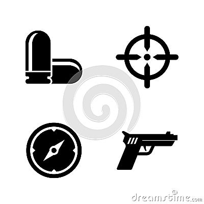 Pistol Shooting, Gun. Simple Related Vector Icons Stock Photo
