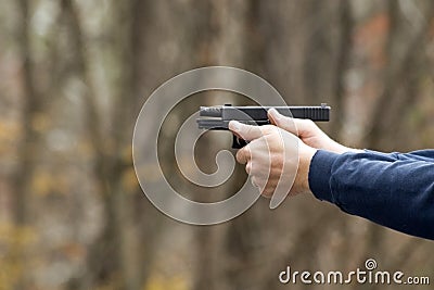 Pistol, Slide Back Stock Photo