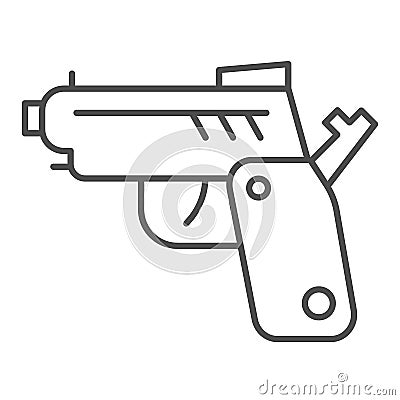 Pistol thin line icon. Gun vector illustration isolated on white. Weapon outline style design, designed for web and app Vector Illustration