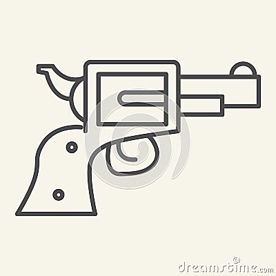 Pistol thin line icon. Revolver vector illustration isolated on white. Gun outline style design, designed for web and Vector Illustration