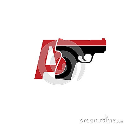 Pistol Weapon logo label emblem. A pair of crossed pistol guns, shooting gun logo Vector Illustration