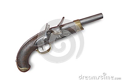 Identification poinçons et pistolet à silex. Pistolet-franais-de-silex-canon-du-sicle-19-4693622