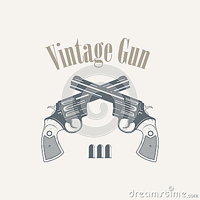 Pistols revolvers in vintage style - vector illustration Vector Illustration