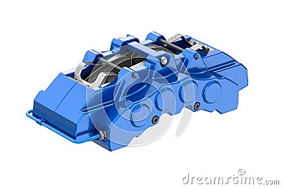 8-piston aluminum caliper from sports brake system Stock Photo