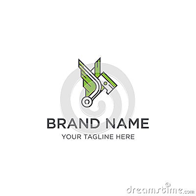 Piston, Car service garage or motorcycle service garage, Machine logo, creative logo concept Vector Illustration