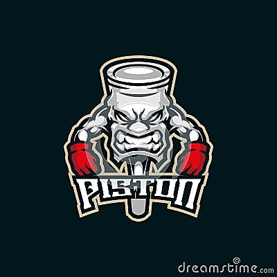 Piston mascot logo design vector with modern illustration concept style for badge, emblem and t shirt printing. Angry piston Vector Illustration