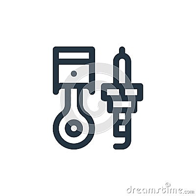 piston vector icon isolated on white background. Outline, thin line piston icon for website design and mobile, app development. Vector Illustration