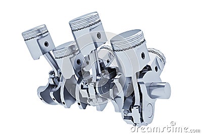 Pistons V8 engine chrome plated isolated Stock Photo