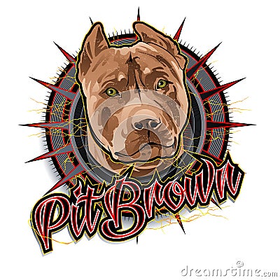 Pit brown dog art Vector Illustration