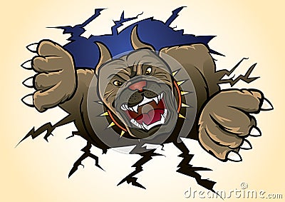 Pit bull Terrier attacking Vector Illustration