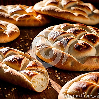 pita bread freshly baked bread, food staple for meals Stock Photo